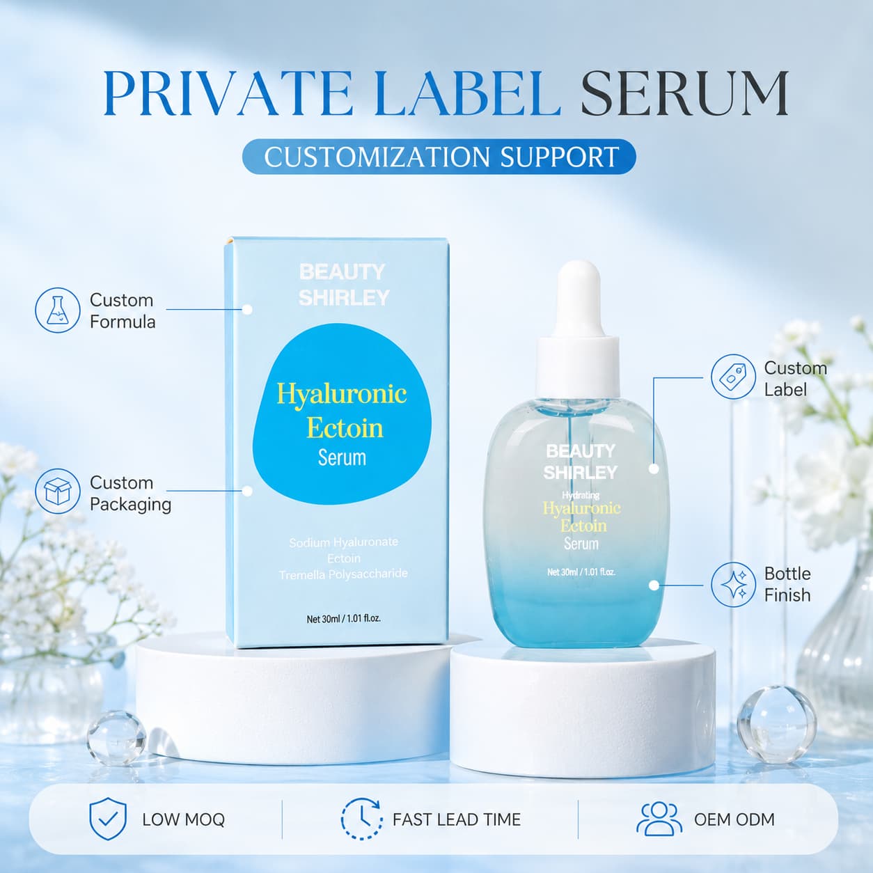 Customizable Private Label Formula Packaging Skincare Serum Bottle Collection Custom Vitamin C Serum